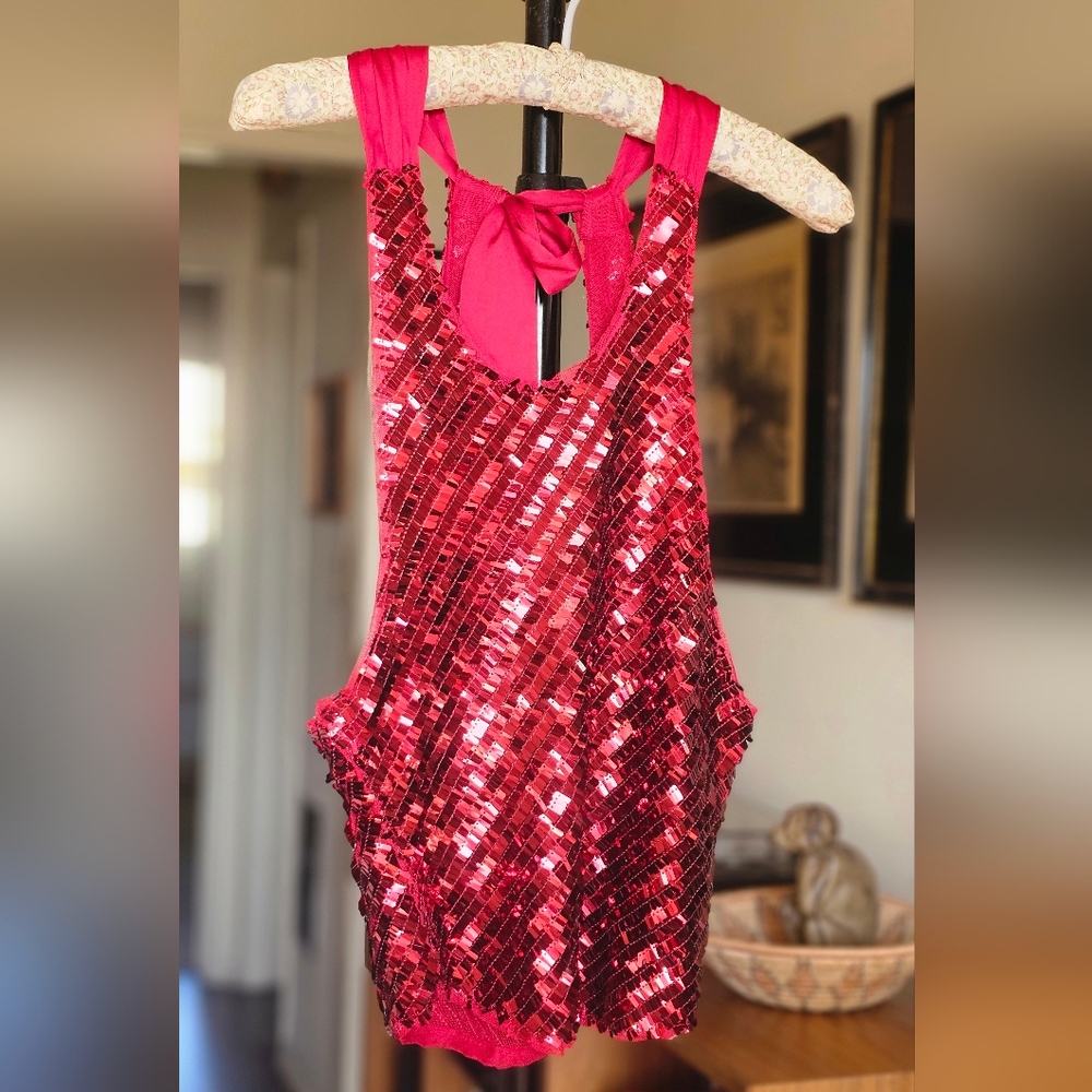 Free People Ruby Red Disco Fever Cami Top